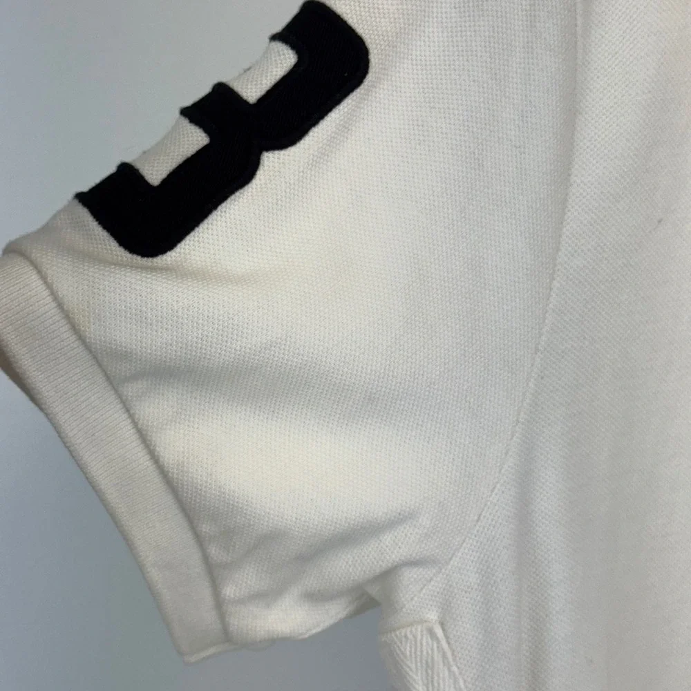 Polo Ralph Lauren Mens Big Pony Polo Shirt White Custom Fit Size M Black Logo 3